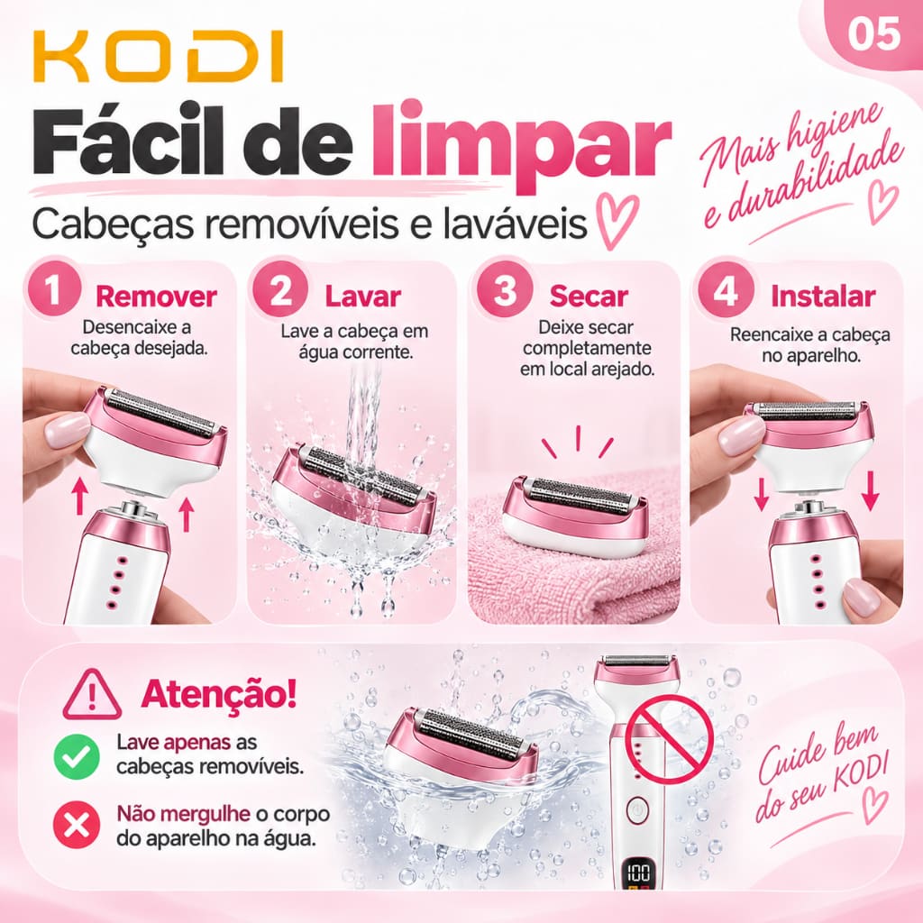 Depilador Feminino Elétrico 5 em 1 Corpo Rosto Aparador Pelos Sobrancelha Nariz Axila USB Portátil